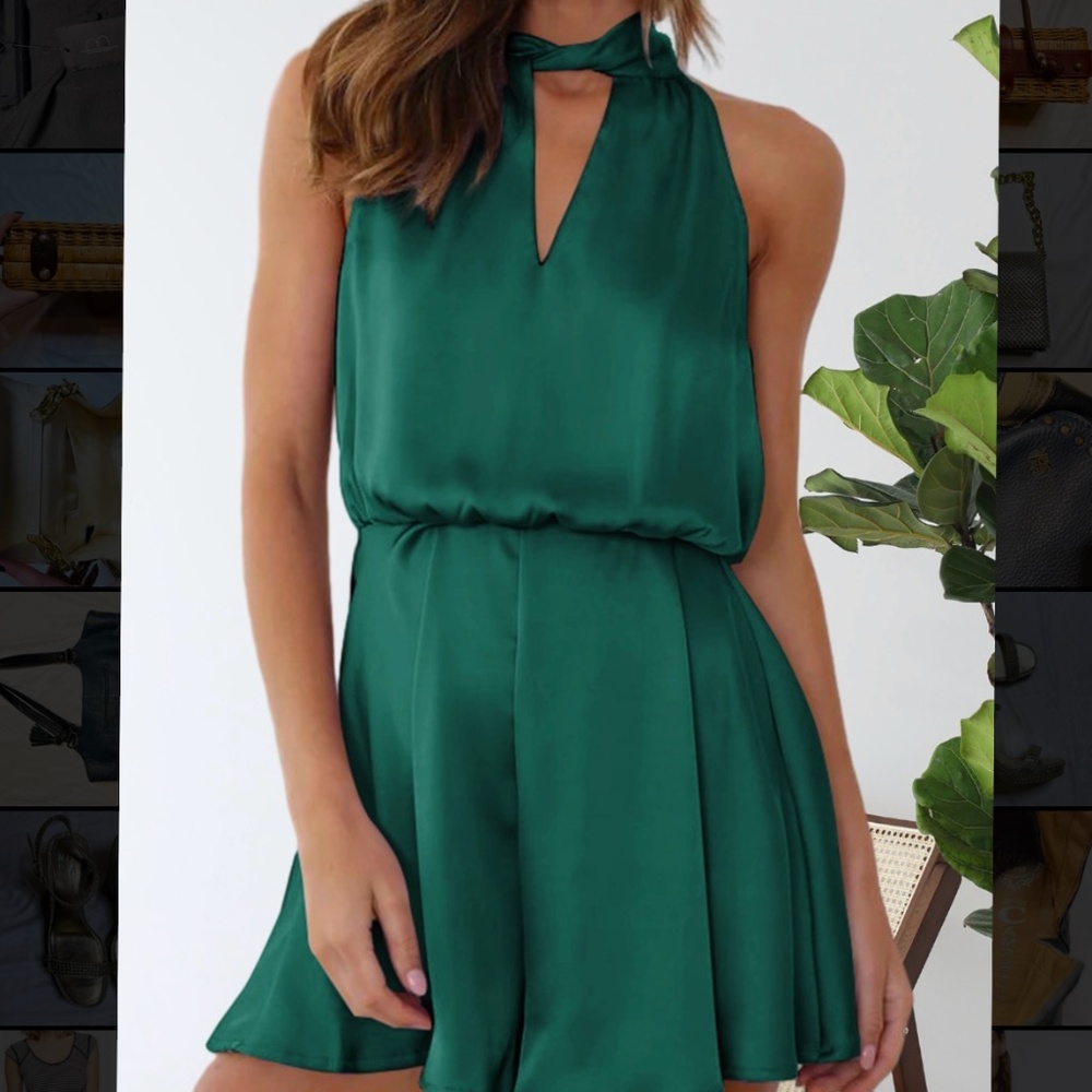 Emerald silky romper